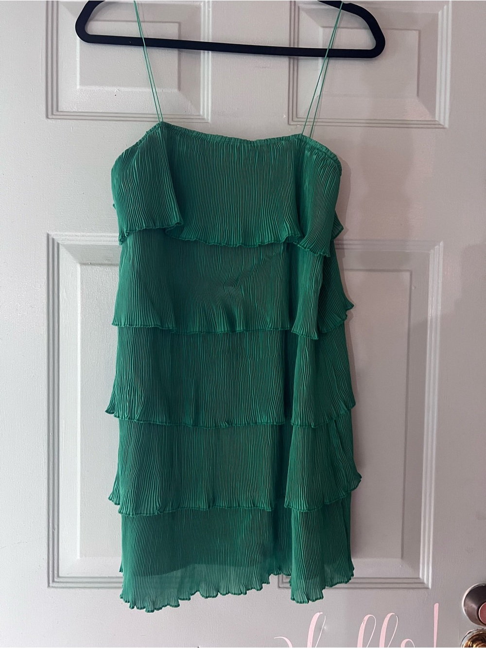 SHEIN Green Strapless Tiered Ruffle Dress